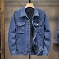 thumbnail image 4 of Chaquetas vaqueras para hombre, abrigo vaquero holgado, cálido y moderno, para hombre, ropa de abrigo acolchada tipo Joker, ropa de abrigo estética para invierno, talla L, a bordo, Y2k, desgastada, 4 of 5