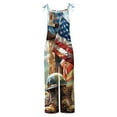 thumbnail image 6 of Feancey 4th of July Overalls for Women Plus Size Sleeveless Wide Leg Jumpsuits Memorial Day Distressed Print Loose Rompers Holiday Casual Patriotic Outfit with Pockets Multicolor 4XL, 6 of 6