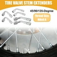 thumbnail image 2 of 1 Set 45/90/135-Degree Car Tire Valve Stem Extenders Extension Universal for Cars Bicycles Silver Tone, 2 of 6