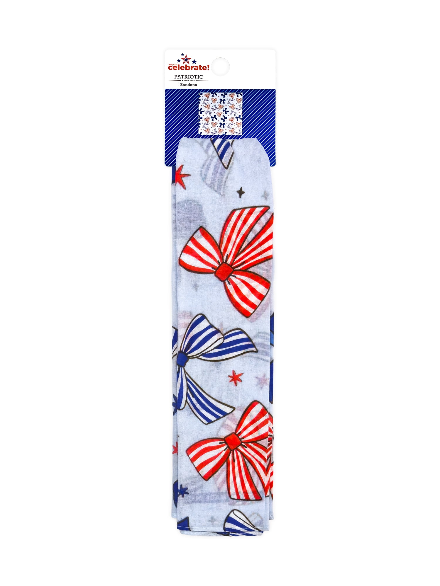Fourth of July Women’s Striped Bows Bandana from Way to Celebrate, One Size, Blue/Multi