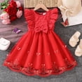 thumbnail image 2 of vigerkar Toddler Girl Butterfly Dress Sleeveless Flowers Butterfly Summer A-line Dress Tulle Princess Dress for Infant (Red, 6-7 Years), 2 of 5