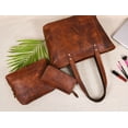 thumbnail image 6 of Aaron Leather Goods Genuine Leather Tote Bag Combo Gingerbread (3 PC Set), 6 of 13