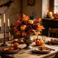 thumbnail image 5 of JWZZYD Halloween Artificial Floral Pick, 19.7" Black Skeleton Hand Stem with Burgundy Rose, Mini Pumpkin, Maple Leaves & Berries, Spooky Fall Wreath, Vase, Table Centerpiece Party Decor, 1 Pack, 5 of 8