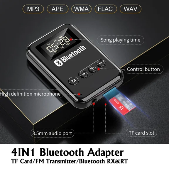 STAR- 4In1 Fm Transmitter Bluetooth Receiver Wireless Home Tv Car Stereo Audio Adapter