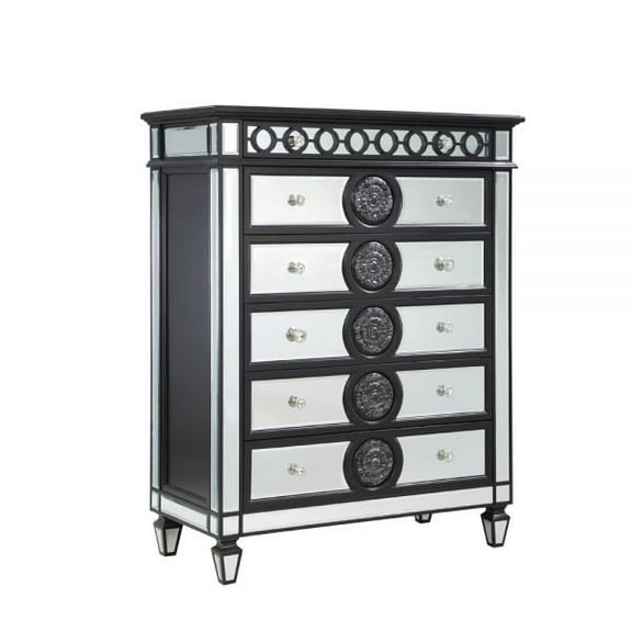 Varian II Chest in Black Velvet & BLACK & Sliver FINISH