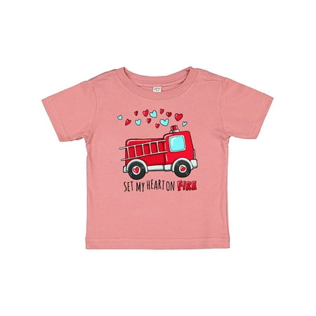

Inktastic Set My Heart on Fire Valentine Fire Truck with Hearts Gift Baby Boy or Baby Girl T-Shirt
