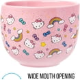 thumbnail image 4 of Silver Buffalo Sanrio Hello Kitty Bows Stars Rainbow Pattern Ceramic Ramen Noodle Rice Bowl with Chopsticks, Microwave Safe, 20 Ounces, 4 of 8