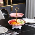 thumbnail image 4 of Weloille 2-Tier Fruit Plate with Base, Food Grade Snack Serving Tray, Stable Structure Storage Rack for Fruits Snacks Candies Desserts Living Room Kitchen Party, 4 of 6