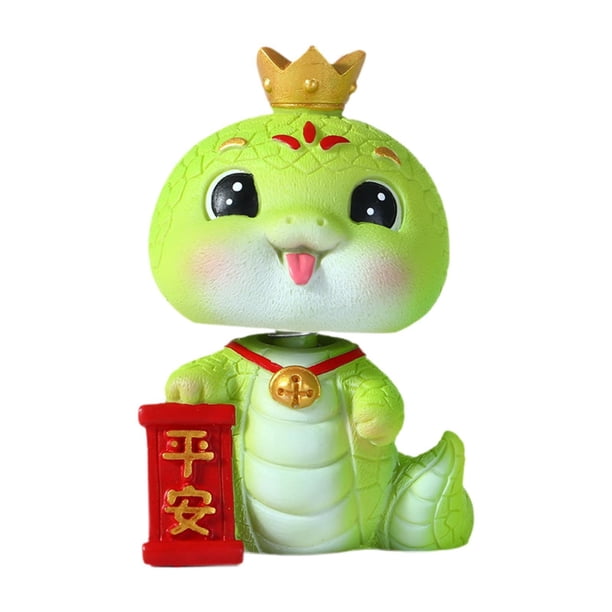 Estatua de serpiente, adorno de escritorio de resina, decoración Feng Shui, escultura de serpiente de dibujos animados, figura decorativa de serpiente Estilo F