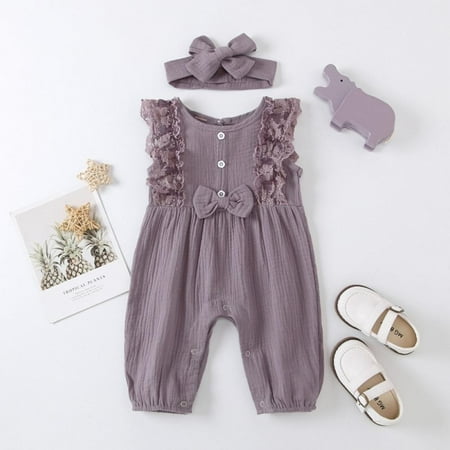 

MOOSUP Baby Lace Bowknot Jumpsuit Sleeveless Lace Jumpsuit