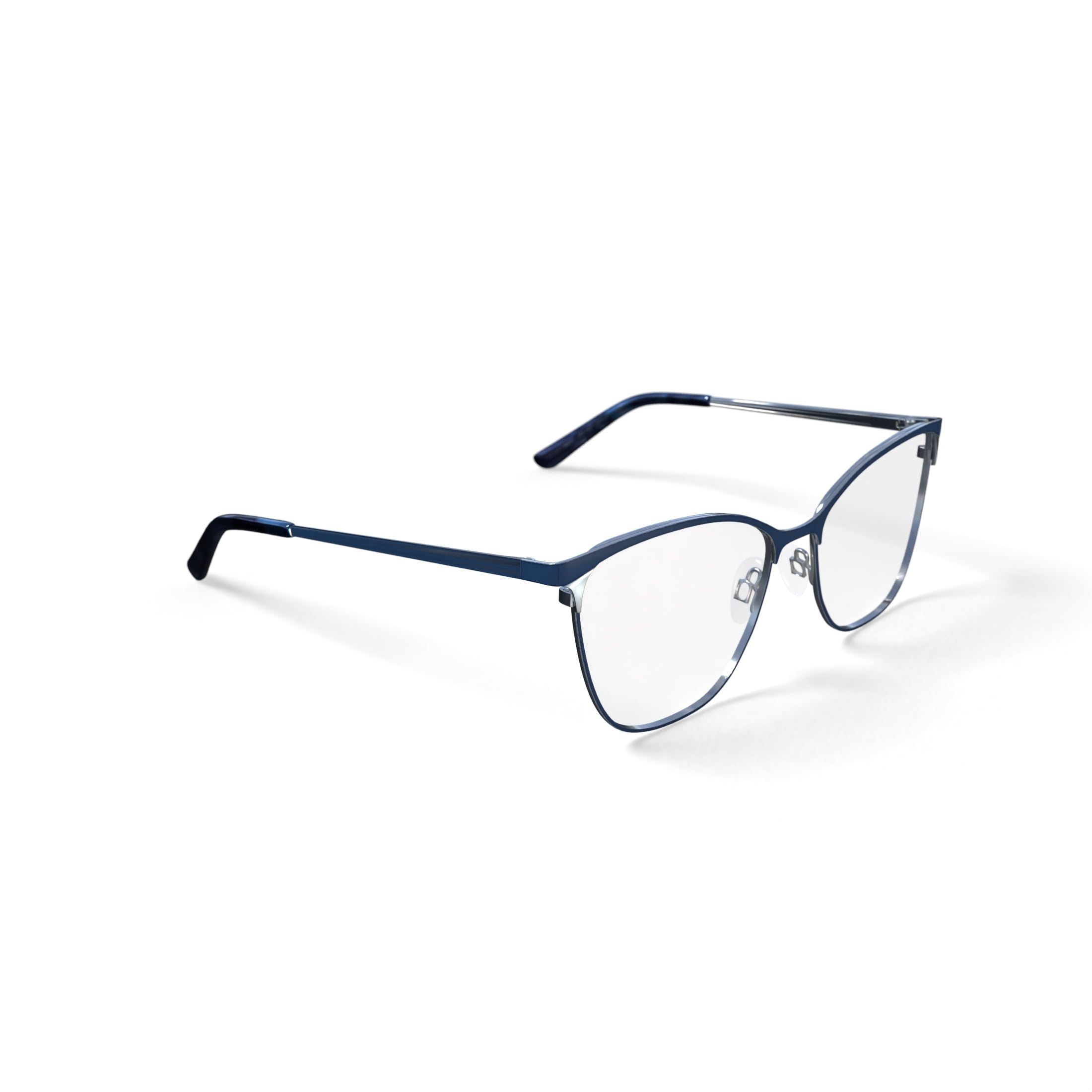 Bio Eyes Women's Chloe Square Prescription Eyeglasses with Case, Blue/Silver