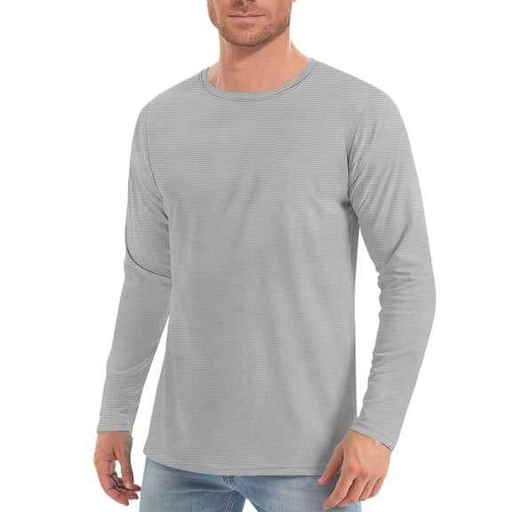 WAGUTH Men's UPF 50 Sun Shirt Quick Dry Breathable Long Sleeve Crew Neck Tops for Hiking Fishing Outdoor