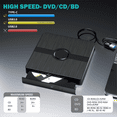 thumbnail image 4 of Lecteur Externe Blu Ray, Graveur CD/DVD avec Capacité de Lecture/écriture Lecteur Blu-Ray Portable pour PC Portable Win10, 4 of 7