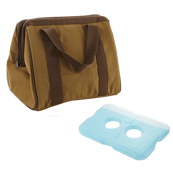 Fit   Fresh Men's Insulated Lunch Bag and Ice Pack for Work   More, Brown
