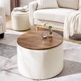 thumbnail image 7 of 23.62" Round Beige Chenille Ottoman / Provide Storage and Comfortable Seating, 7 of 7