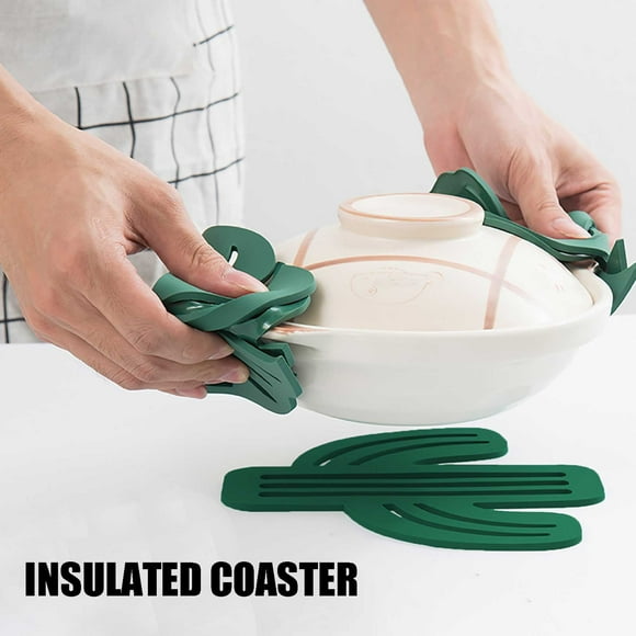 EGNMCR Cups Green Cactus Turtle Back Leaf Shape Protects The Pot Pad Heat Insulation Pad the coaster