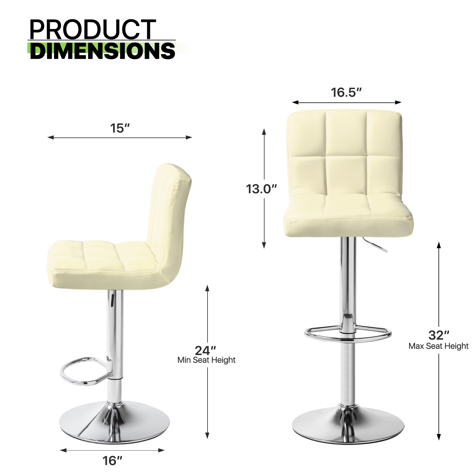 Magshion Swivel Counter Height Bar Stool Set of 2, Faux Leather Height Adjustable Barstools, for Kitchen Bar, Beige
