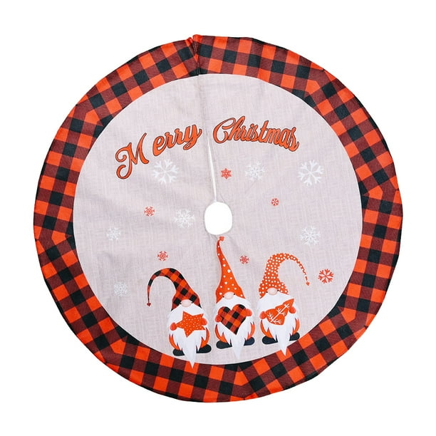 Yuarrent Árbol de Navidad Botton Mat Santa Plaid diámetro 120 cm alfombra redonda tela flexible Festival Base cubierta hogar vacaciones Fondo Kits de decoración para fiestas Cheque negro y rojo Yuarrent HA070230-01