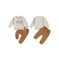 thumbnail image 2 of Baby Toddler Boys Pants Clothing Set 3 6 12 18 24 Months Long Sleeve Crew Neck Letters Print Sweatshirt with Sweatpants Infant Outfits, 2 of 9