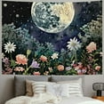 thumbnail image 2 of Creowell  Aesthetic Moon Garden Tapestry Wall Hanging, Night Landscape with Colorful Plants Floral Tapestries for Bedroom Home Decor Multi Color 60x50inch, 2 of 6