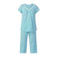 thumbnail image 7 of Aria Women's Short Sleeve 100% Cotton Cropped Pajama Set with Pockets, Sizes S-3X, 7 of 7