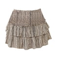 thumbnail image 4 of Wxolcjlv Women's Abstract Print Tiered Mini Skirt Smocked Waist Flowy Silhouette Holiday Beach Short Skirts, 4 of 4