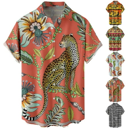 

Big & Tall Men Collared T-Shirts Tropical Summer Tops for Men Women