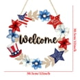 thumbnail image 2 of FastXmas 4th of July Decoration, Wooden Welcome Wreath For Front Door Red White And Blue Star Sign Patriotic Memorial Day Porch Wall Door Outside 250th Anniversary Decor(12*12 In), 2 of 8