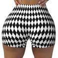 thumbnail image 2 of Honeii Black And White Diamonds Print Women's Workout Shorts, Gym Shorts for Active Wear, Sports Shorts,Women's Running Shorts,Quick Dry Athletic Shorts-Small, 2 of 8