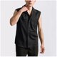 thumbnail image 5 of pstuiky Camiseta sin mangas para hombre, Cárdigan informal de moda para hombre, liso, sin mangas, con botones, bolsillos, cuello vuelto, de encaje Camisas para hombres m, 5 of 9