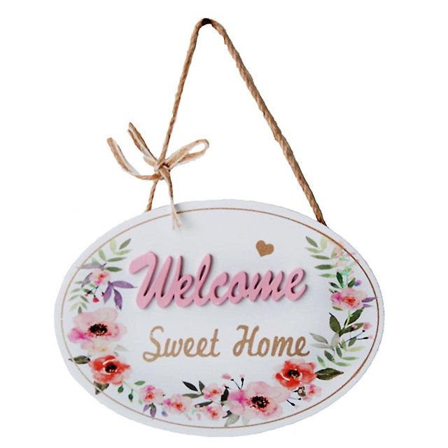 Señal de bienvenida para hogar, dulce hogar, colgadores de puerta de madera rústica para granja, decoración de porche frontal, placa, adornos colgantes de pared con cuerda