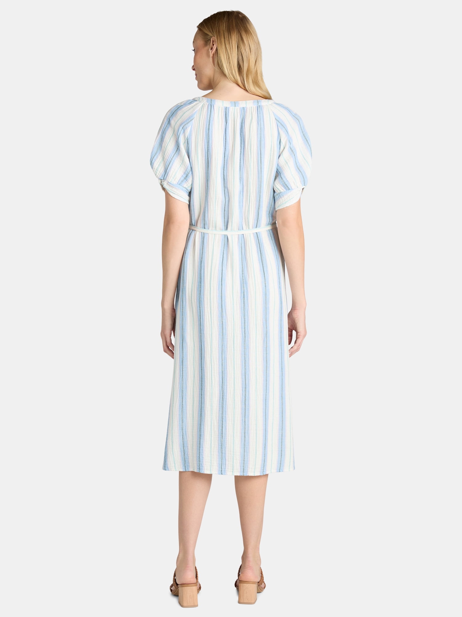 Time and Tru Women’s and Women’s Plus Cotton Double Cloth Midi Dress, Sizes XS-4X