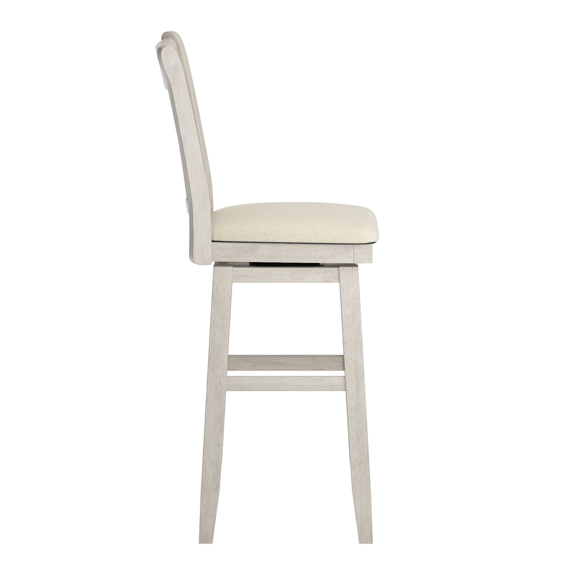 Weston Home Sheena Double X Back Bar Height Wood Swivel Stool, Antique White