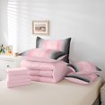 thumbnail image 6 of Homewish Stripes Pattern 7-Piece Bedding Comforter Set,Asbtract Minimalist Desgin King Bedding Sets,Gradient Pink Gray Bed Sheets For Girls Kids,Ultra Soft Home Decor Reversible, 6 of 8