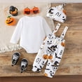 thumbnail image 6 of GobdXE 3 Piece Baby My First Halloween Outfit Long Sleeve Bodysuit Suspender Pants Knotted Hat Holiday Clothing Set Size:12-18 Months, 6 of 9