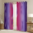 thumbnail image 2 of Gradient Purple and Tele Magenta Curtains & Drapes 2 Panels 38"Wx54"L,Silver Foil Print Wave Striped Curtains Ombre Blackout Curtains,Abstract Art Room Decor Aesthetic, 2 of 6