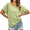 thumbnail image 2 of T Shirts for Women Spring Summer Solid Casual Crew Neck Short Sleeve Basic Tops Going out Tops, 2 of 5