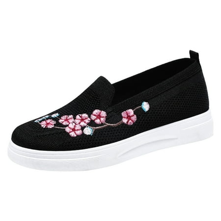 

Sandals Women Wedge Comfort Fashionable Summer Casual Shoes Flat Bottom Soft Bottom Non Slip Mesh Breathable Embroidered Flowers Womens Shoes Dressy Casual