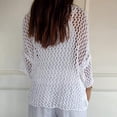 thumbnail image 6 of CHENjy Women's Crochet Tops for Women Summer, 3/4 Sleeve Hollow Out Pullover, Round Neck Beach Swimsuit Cover Up Loose Fit, L，Green, 6 of 7