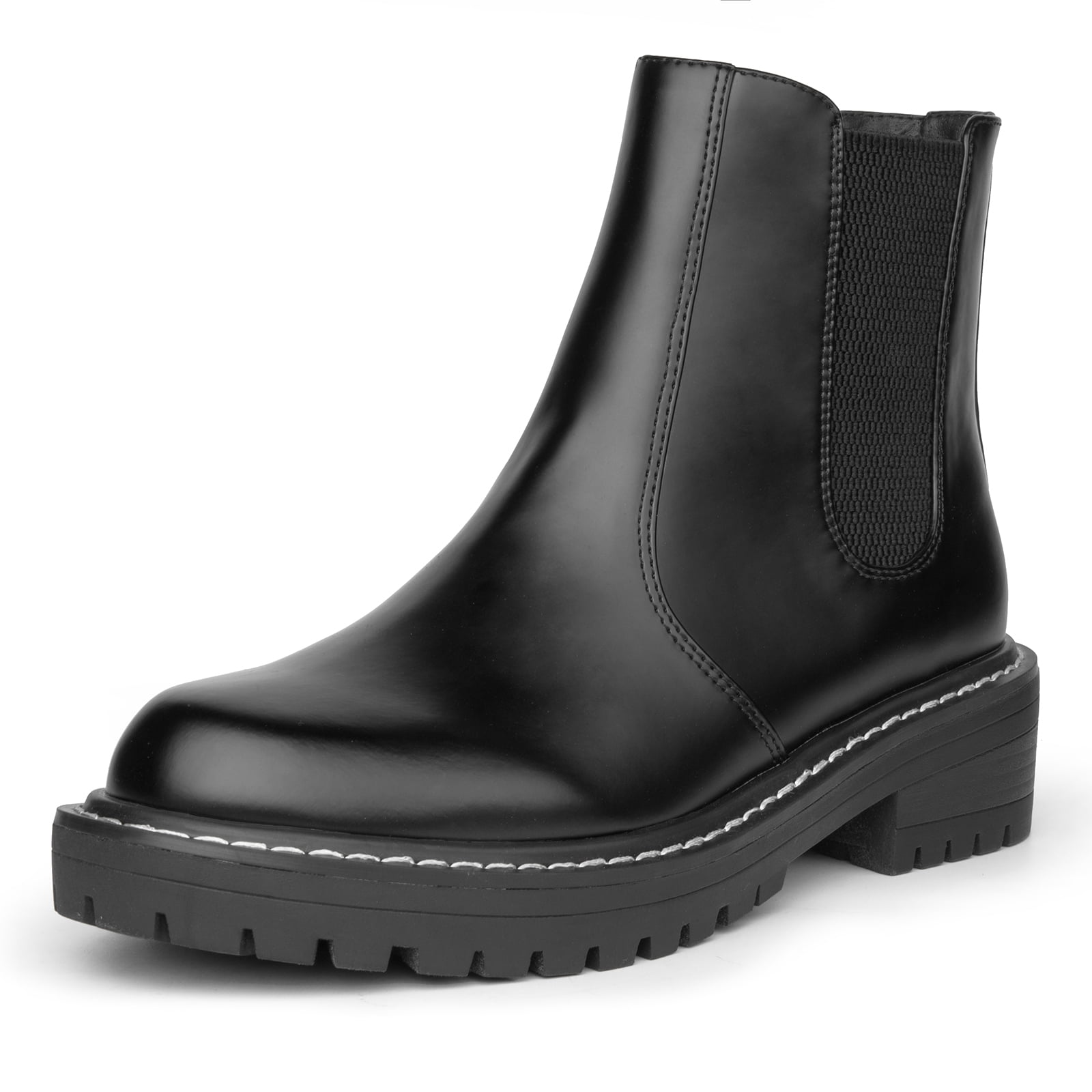ICHIGO Women's Chelsea Booties PU Leather Elastic Ankle Boots - Walmart.com
