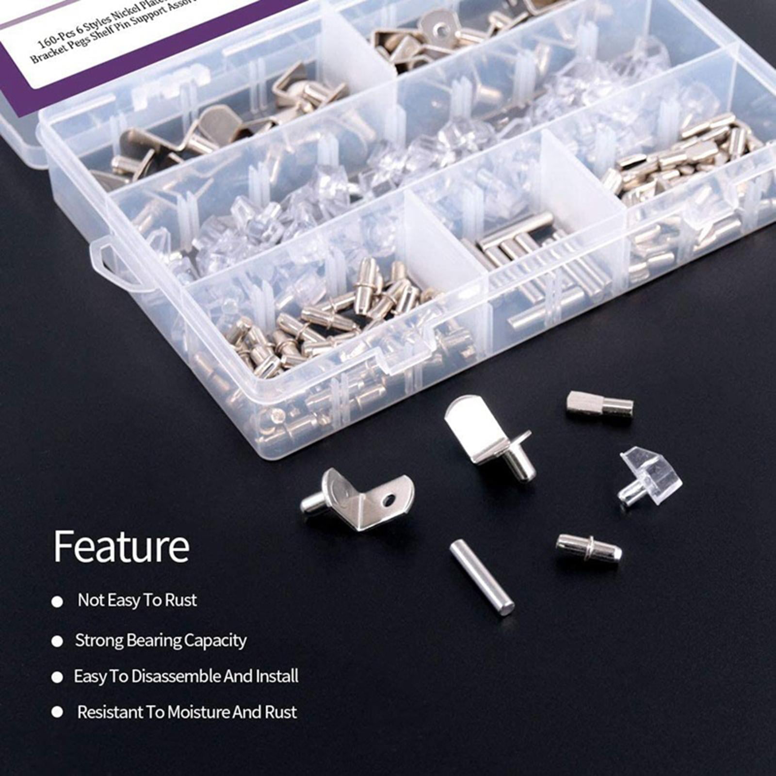 160Pcs Shelf Pins assortment set, Shelf Bracket Pegs Cabinet Furniture Shelf Pins Support for Shelf Holes on Cabinets