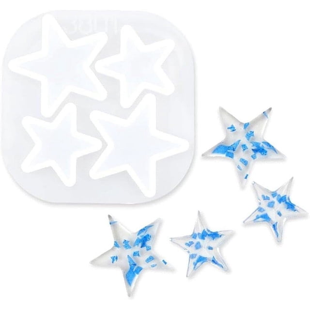 Molde de silicona en forma de estrella, dijes de pentagrama reutilizables, Molde de resina epoxi, molde de fundición antiadherente para fabricación de joyas