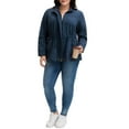 thumbnail image 4 of Agnes Orinda Women's Plus Size Jackets Long Sleeve Drawstring Waist Anorak Coats with Pockets 1X Dark Blue, 4 of 8