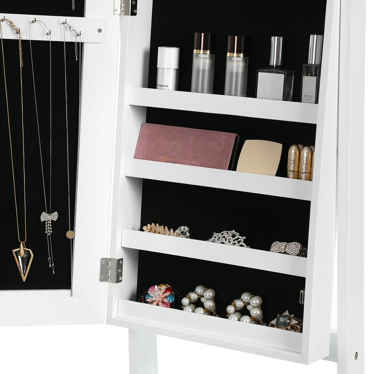 SONGMICS 5-Layer Jewelry Organizer with 3-Side Drawers with Big Mirror,  Cloud White and Metallic Gold JBC172W01 - The Home Depot