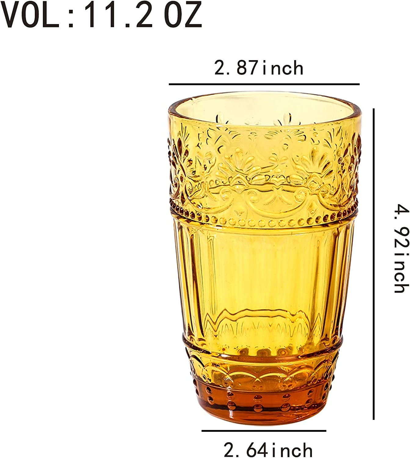 Set of 4 Glass Tumblers 250-280ml Embossed Water Juice Cocktail