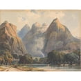 thumbnail image 2 of Thomas Sully 18x15 Black Ornate Wood Framed Double Matted Museum Art Print Titled - Mountain Scene with Stream, Cows and Figures, 2 of 5