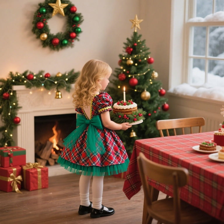cos christmas dress YunPes Girls Bubble Sleeve Red Green Sequins Christmas Santa Dress Mesh Dress Plaid for Girls All Wedding