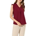 thumbnail image 6 of Allegra K Women's Ruffled Sleeveless Pullover V- Neck Work Blouses Tops, 6 of 8