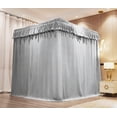 thumbnail image 4 of Elastic Roof Style Four Corner Post Princess Bed Canopy Curtains Cozy Breathable Tent Canopy Mosquito Net for Girls & Adults Bedroom Decoration (Grey, 70-78" W*86" L*82"*H/(King)), 4 of 7