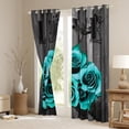 thumbnail image 3 of Turquoise Grey Curtains Teal Rose Flower Window Curtains 38"Wx45"L For Bedroom Living Room Valentine'S Day Wedding Window Curtains Gifts For Couple Lover,Country Rose Floral Window Curtains 2 Panels, 3 of 6